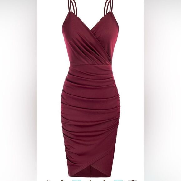 GRACE KARIN Women's Sexy Party Club Dress Spaghetti Straps Wrap V-Neck Bodycon - Picture 2 of 5